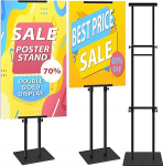 Kahepoolne plakatite stend 109-203 cm - reguleeritava k&otilde;rgusega p&otilde;randaplatvorm ja reklaamstend siltidele/plakatitele, restoranile, &uuml;ritustele, messidele, reklaamile (2 tk)