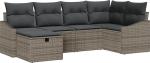 Rantry 6-teiliges Garten Sofa Set mit Kissen Grau Poly Rattan Gartenlounge Model3360610