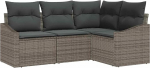 Rantry 4-teiliges Garten Sofa Set mit Kissen Grau Poly-Rattan Gartenlounge Model3346699