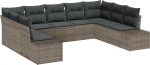 9-teiliges Garten Sofa Set mit Kissen Grau Poly Rattan Gartenlounge Model3355888