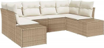 6-teiliges Garten Sofa Set mit Kissen Beige Poly Rattan Gartenlounge Model3347201