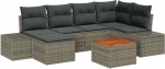 7-teiliges Garten-Sofa-Set mit Kissen Grau Poly-Rattan Akazie Gartenlounge Model3347979
