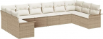 Rantry 10-teiliges Garten Sofa Set mit Kissen Beige Poly Rattan Gartenlounge Model3345541