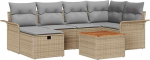 7-teiliges Garten Sofa Set mit Kissen Beige Poly Rattan, 2-Sitzer Garten Sofa mit Stauraum & Kissen Beige Poly Rattan Gartenlounge Model3360787