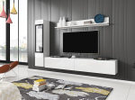 Modern White Gloss Wall Unit Set for Living Room, 3-Piece Furniture Set with Hanging or Standing Options Including Cabinet, Lowboard and Wall Shelf, Stylish Entertainment Centre by