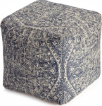 Anji Mountain Hanalei, quadratischer Polsterhocker, 50,8 x 50,8 x 50,8 cm, Blau und Elfenbeinfarben