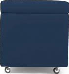 Arketicom New Pandora Swing Bean Bag Stool with Wheels in Faux Leather Footrest with Wheels Armchair Bench Padded Rubber Spring Puff Design Main Decor Coffee Table Modern 42 x 42 cm Dark Blue