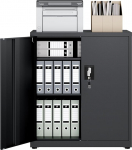 LAND-VOI teraskapp 3 tasandit lukuga reguleeritavad riiulid topeltuksed arhiveerimiskapp t&ouml;&ouml;riistakapp b&uuml;roo garaaž kodumajapidamise t&ouml;&ouml;koda 80 x 40 x 91,5 cm mustad