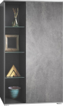 Vladon Davos vitriinkapp, Made in Germany, seisev vitriinkapp 3 klaasriiuli ja 8 kambriga, antratsiitmatt/kivihall (71,5 x 134 x 35 cm)