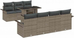 Rantry 8 St&uuml;ck Garten Sofa Set mit Kissen Grau Poly Rattan Gartenlounge Model3348225