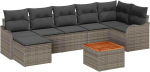 8-teiliges Garten-Sofa-Set mit Kissen Grau Poly Rattan Akazie, 2-Sitzer Garten-Sofa mit Kissen Grau Poly Rattan Gartenlounge Model3347482