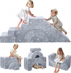 MeMoreCool Modulaarne vahtpolsterdatud laste diivan, kokkupandav lasteaiam&ouml;&ouml;bel koos istme ja lamamisfunktsiooniga, pehme mini diivan eemaldatava kattega, koeraga