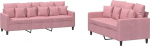 Tomostar Diivan-set f&uuml;r Wohnzimmer, 3-Sitzer und 2-Sitzer, 2-teilig, mit Kissen, Rosa, Samt