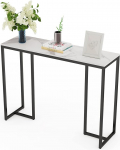 FATIVO Konsoollaud Valge marmorist sissep&auml;&auml;sulaud Stabiilne metallraamiga diivanilaud Skandinaavia dekoratiivne laud Hoiulaud Esiku laud elutuppa 100 x 30 x 79 cm K&otilde;rvallaud K&otilde;rvallaud Sideboard