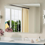 TETOTE 101 x 76 cm vannitoa peegel, nikkel, ilma valgustita, metallraam, vannitoa seinapeegel valamu jaoks, vannitoa peegel, ristk&uuml;likukujuline, &uuml;marate nurkadega peegel, karastatud klaas, dekoratiivne peegel.