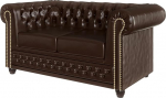 S-Style M&ouml;bel George diivan 2-kohaline Chesterfield diivan elutuppa Lounge diivan Vegan nahast m&ouml;&ouml;bel vabalt seisev polsterdatud diivanid ja diivanid diivanikomplekt pruun 148 x 86 x 72 cm