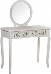 DRW garderoobilaud 2 sahtliga, nikerdatud puidust ja MDF-ist, valge peegliga, 90 x 40 x 78 cm