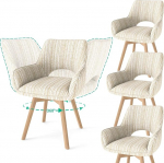 WAFTING 4 p&ouml;&ouml;rdtoolist koosnev komplekt k&auml;etugede ja puidust jalgadega, 360&deg; p&ouml;&ouml;ramine, kaasaegsed polsterdatud toolid kangast seljatoega k&ouml;&ouml;ki, elutuppa, magamistuppa, khaki v&auml;rvi