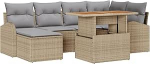 Rantry 7-teiliges Garten-Sofa-Set mit Kissen Beige Poly-Rattan Gartenlounge Model3358345