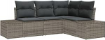 Rantry 4-teiliges Garten-Sofa-Set mit Kissen in Grau aus Poly-Rattan Gartenlounge Model3355708