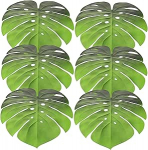 GARVALON 6 St&uuml;ck Teiliges Rutschfestes Eva Monstera Platzset Hitzebest&auml;ndig Abwaschbar und Gr&uuml;ne K&uuml;nstliche Tischdeko f&uuml;r Party Geburtstag und Alltag