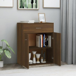 TJROO Sideboard f&uuml;r die K&uuml;che, 60 x 30 x 75 cm, Holz, f&uuml;r Wohnzimmer, Eiche, Braun, minimalistisches Design, Anrichte f&uuml;r Wohnzimmer, mit 2 T&uuml;ren und 1 Schublade, Sideboard, mobiler Eingang, f&uuml;r