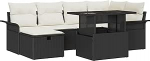 7-teiliges Garten-Sofa-Set mit Kissen in Schwarz Poly Rattan Gartenlounge Model3359674