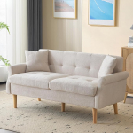 Diivanvoodi, Lovesofa, polsterdatud m&ouml;&ouml;bel, &scaron;enillkangas, kahekordne diivan, polsterdatud diivan, diivan paksude padjadega elutuppa, magamistuppa, korterisse, beež