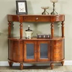 Konsolentisch, Sofatisch, Eingangstisch aus Massivholz, Tisch hinter der Couch, Akzenttisch mit Glasschrankt&uuml;r und offenen Regalen, dekorativer Flurtisch (Natur, 100 cm)