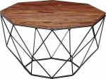 FineBuy Sheesham kohvilaud t&auml;ispuidust / metallist 56 x 40 x 56 cm elutoa laud T&auml;ispuidust pruun diivanilaud Modernne puidust laud elutuba Industrial