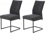 Hela Tische, Dagmar Dining Room Chairs, XL Seat Width, Comfort Seat Spring Basket, Cord Fabric, Anthracite, Metal Frame, Black, 140 kg Load Capacity, Set of 2