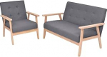 Gecheer diivan-komplekt 2-TLG. Stoff Dunkelgrau, Moderne Couch Polstersofa f&uuml;r Wohnzimmer Schlafzimmer Spielzimmer274923