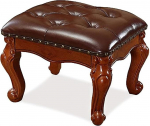Ottomane mit Massivholzrahmen, kleiner Leder-Fu&szlig;hocker f&uuml;r Couch, Vintage-M&ouml;bel, Fu&szlig;hocker und Ottomane, Fu&szlig;st&uuml;tze, Wohnzimmer, Schlafzimmer (39,9 cm hoch, braun)