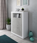 Dmora Modern Design Tall Sideboard with 2 Doors and Shelves, Kitchen Buffet, Sideboard with Shelves and Shelves, 105 x 42 x 143 cm, White and Cement Colour