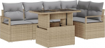 Rantry 6-teiliges Garten-Sofa-Set mit Kissen Beige Poly Rattan Gartenlounge Model3357563