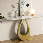 LUNAIZHUO Konsolentisch mit Stauraum, Moderner Konsolentisch Schmal, Steinplatte und Metallgestell f&uuml;r Wohnzimmer, Foyer, Flur, B&uuml;ro, Schlafzimmer, Eingangsbereich(Gold,90cm/35in)