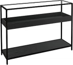 HOMCOM konsoollaud, koridorilaud 2 riiuliga, karastatud klaasplaat, 100 x 30 x 78 cm, k&uuml;ljelaud, diivanilaud, esikusse, v&auml;ikesesse tuppa, sissep&auml;&auml;suks, elutuppa, mustas toonis