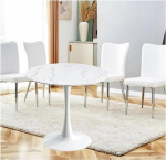 JHAISMAO Tulip &uuml;mmargune kaasaegne s&ouml;&ouml;gilaud graniitplaat metallist alusega k&ouml;&ouml;gi ja s&ouml;&ouml;gitoa kohvilaud vaba aja l&otilde;pplaud (suurus: 80 cm, v&auml;rv: valge)