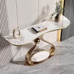 Moderner Eingangstisch mit geometrischem Metallsockel f&uuml;r Wohnzimmer, Flur und Foyer