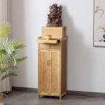 Bambus-Altartisch f&uuml;r Buddha, chinesischer Meditationsschrank mit Stauraum, Vintage-Opfertisch, Schlichtes Design (42 x 38 x 120 cm, Holzfarbe)