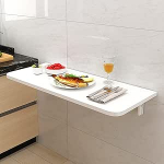 An der Wand montierter Klapptisch mit Klappblatt f&uuml;r kleine R&auml;ume. Platzsparender, herunterklappbarer, schwebender Schreibtisch f&uuml;r Arbeitszimmer, B&uuml;ro, Schlafzimmer, K&uuml;che, kompakter Esstis.