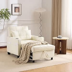 3-in-1 pikendatav diivanvoodi joogihoidjatega, tugitool, lamamistool, &uuml;heinimesevoodi, kokkupandav diivan reguleeritava seljatoega, diivanitool, lamamistool, magamistool (valge)