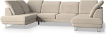 Masseno Ecksofa Teramo mit Schlaffunktion U-Form, Klassisch Sofa mit Bettkasten, Wohnzimmersofa, Couch, Soffa, Bettsofa, Couchgarnitur - Creme, Monolith 04