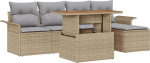 6-teiliges Gartensofa Set mit Kissen Beige Poly Rattan Gartenlounge Model3358058