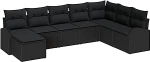 8-teilige Garten-Sofaset mit Kissen Schwarz Poly-Rattan Gartenlounge Model3346163