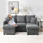 Multifunktsionaalne nurgadiivan U-kujuline 3-kohaline polsterdatud diivan koos hoiufunktsiooniga - sisaldab sahtleid + &otilde;lgasid koos hoiukambriga, modulaarne lahtiv&otilde;etav diivanikomplekt koos unefunktsiooniga