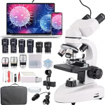 Binokulaarne mikroskoop 40X-2000X t&auml;iskasvanutele &otilde;pilastele kahekordse mehaanilise laua ja koaksiaalse j&auml;meda/peene fookusnupuga professionaalne mikroskoop