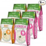 6 x Slendier Organic Konjac Noodles, Sample Pack Energy, 3 x klaasnuudlite stiil 250 g + 3 x riisistiil 250 g, Shirataki Pasta, orgaaniline kvaliteet.