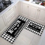 JEFFEL Kitchen Rug Runner, Kitchen Runner, Pack of 2, Kitchen Runner, Washable Non-Slip Kitchen Mat, Dustproof Doormat for Indoor, Anti-Fatigue Carpet Runner (D, 40 x 60 + 40 x 120 cm)