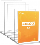 Lifewit 6 Pack Stand A4, akr&uuml;&uuml;l lauaplaadi sildi hoidja, vertikaalne kahepoolne stend, selge lauaplaadi sildi hoidja, flaierite v&auml;ljapanek vastuv&otilde;tu, kontori, &auml;ri, restorani, hotelli jaoks, 30 x 21 cm.